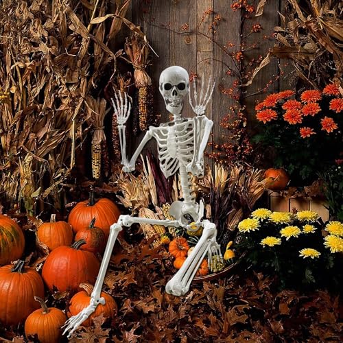 5.4Ft Posable Life Size Human Skeleton with Movable Joints U288951