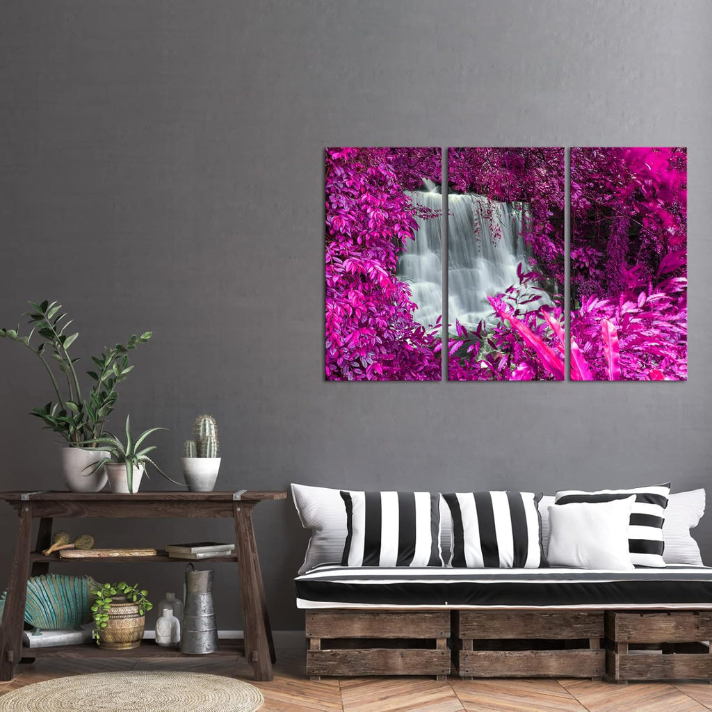 Black White and Purple Canvas Wall Art 16x32inchx3pcs C3008