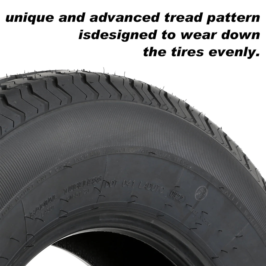 ST205/75R14 Trailer Tire with 14 White Wheel Set of 2 R435
