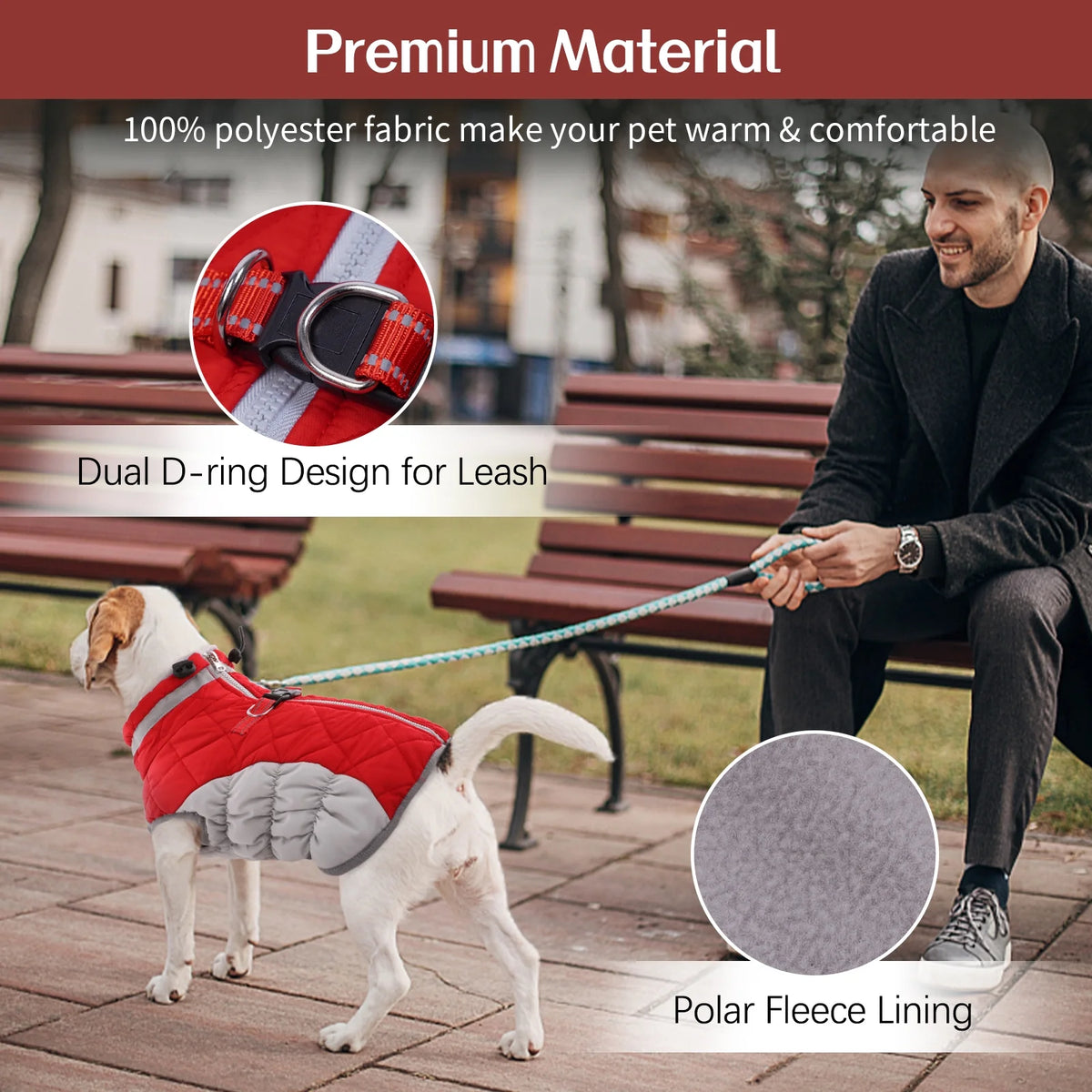 Red Reflective Dog Winter Coat M852