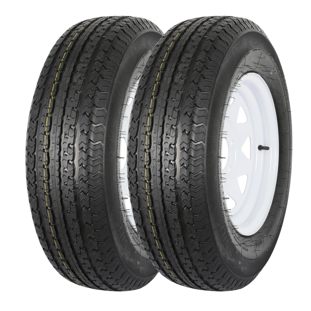 ST205/75R14 Trailer Tire with 14 White Wheel Set of 2 R435
