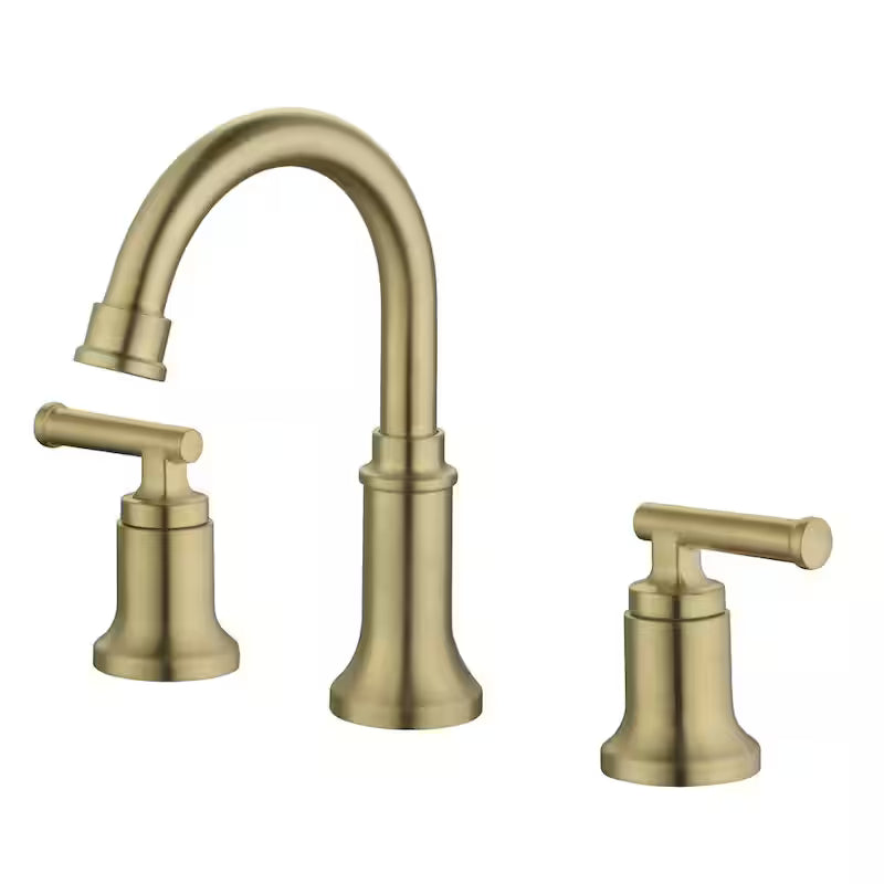 8 in. Widespread Double-Handle High-Arc Bathroom Faucet in Matt Gold (2-Pack) A1395