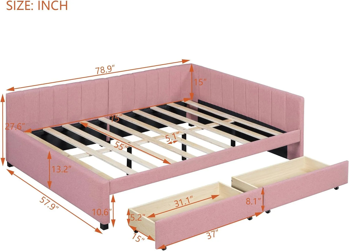 Full Size Upholstered Daybed with 2 Storage Drawers L34054