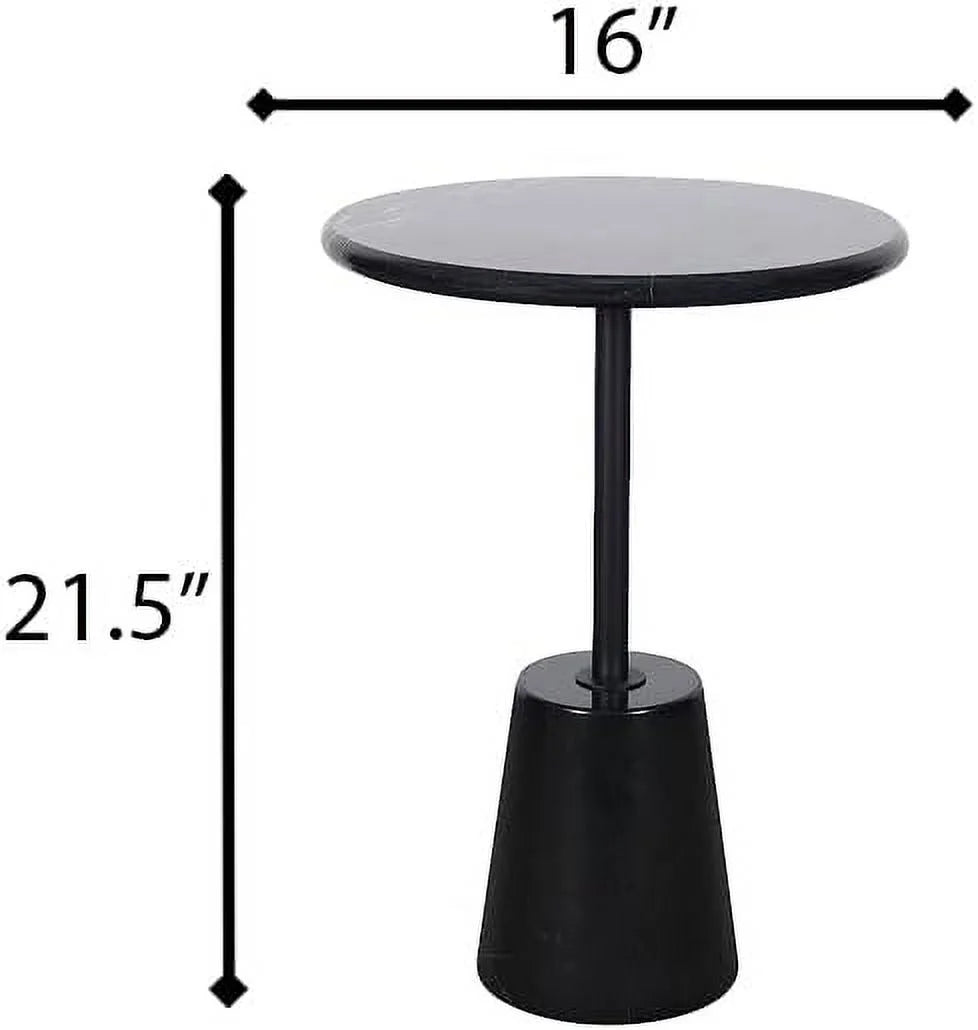 Black Marble Round Pedestal Side Table I77487