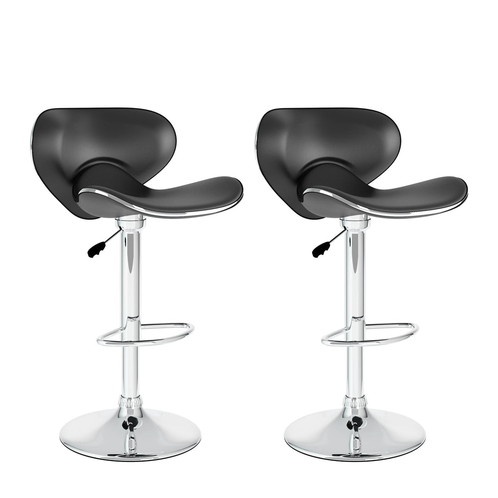Black Curved Adjustable Bar Stool Set of 2 W173
