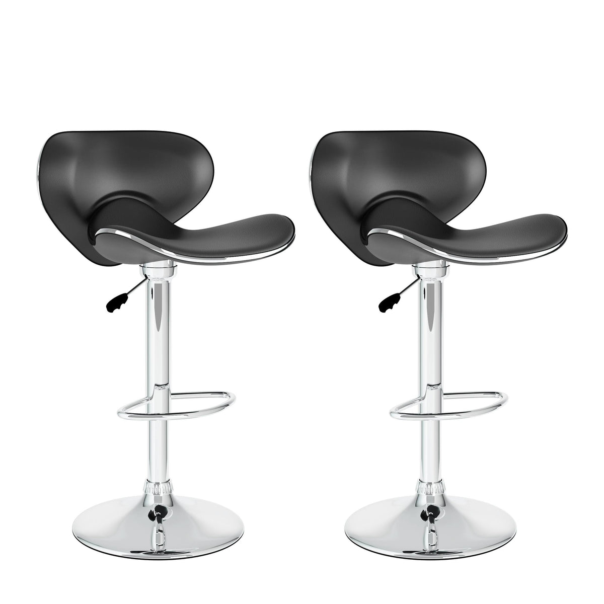 Black Curved Adjustable Bar Stool Set of 2 W173