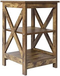 Modern Farmhouse Wood End Table with 3-Tier R638