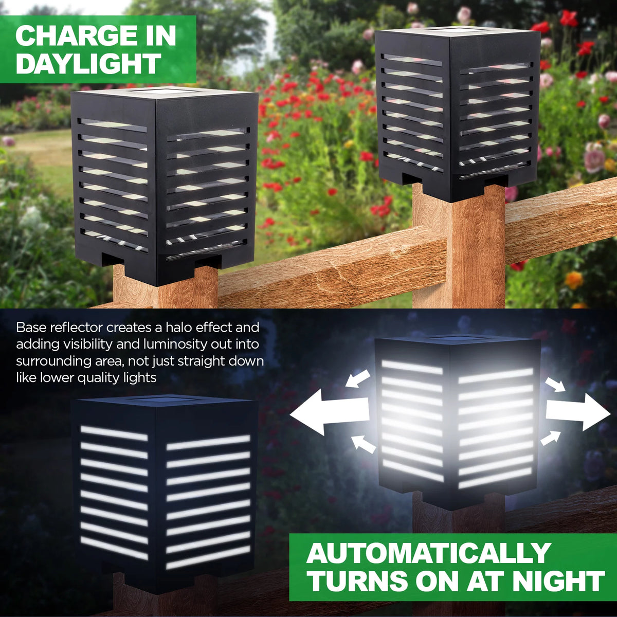 12 Pack Solar Powered LED Post Cap Light Black S203605