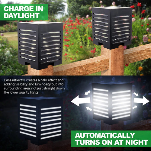 12 Pack Solar Powered LED Post Cap Light Black S203605