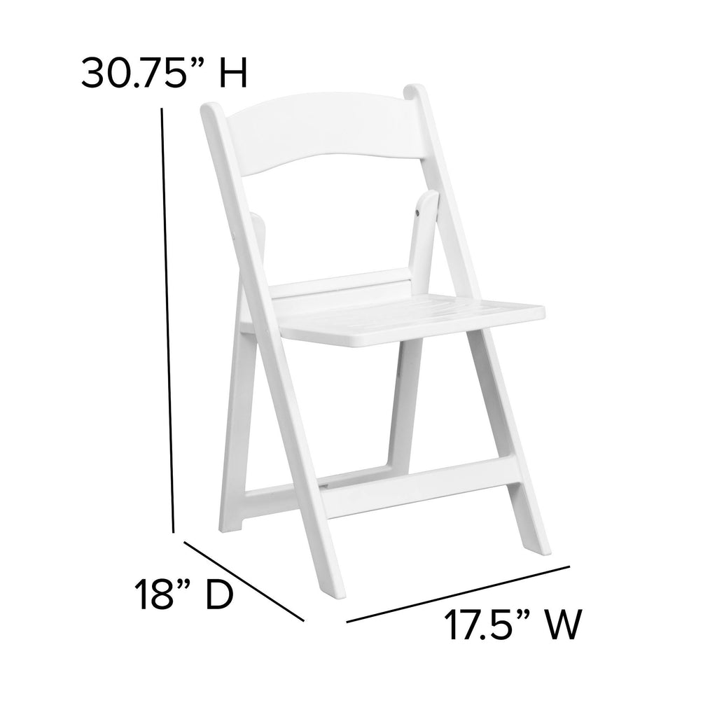 White Resin Folding Chair with Slatted Seat U521290