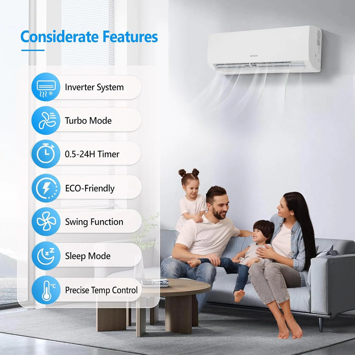 9000 + 9000 BTU Dual Zone Mini Split AC/Heating System Y869339