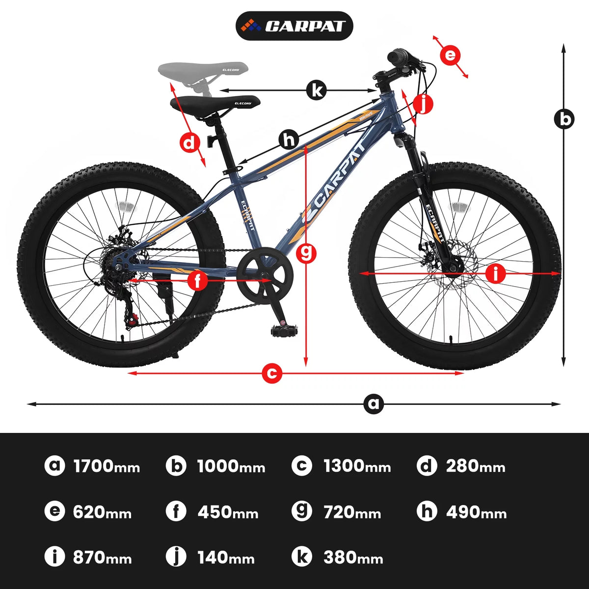 24 inch Fat Tire Bike with 7-Speed and Dual-Disc Brakes W7635