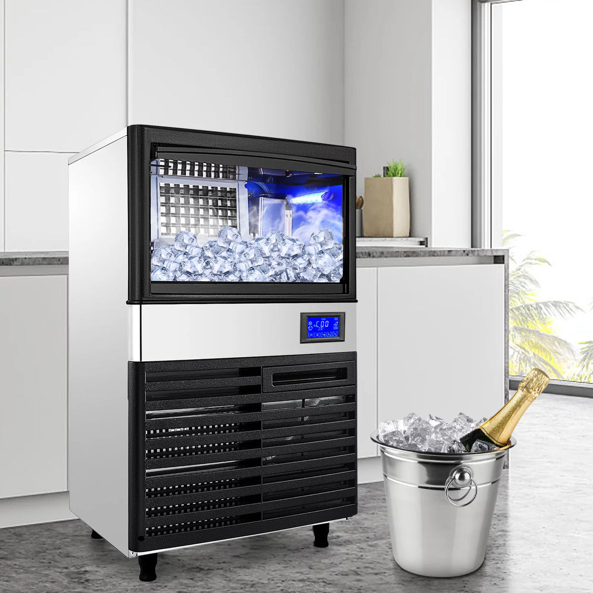 Commercial Ice Maker 155lbs/24h with 44lbs Bin Stainless Steel Z984