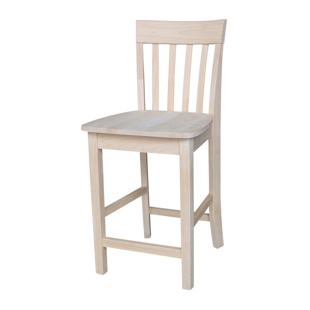 Unfinished Solid Parawood Slatback Counter Height Stool F1631