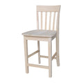 Unfinished Solid Parawood Slatback Counter Height Stool F1631