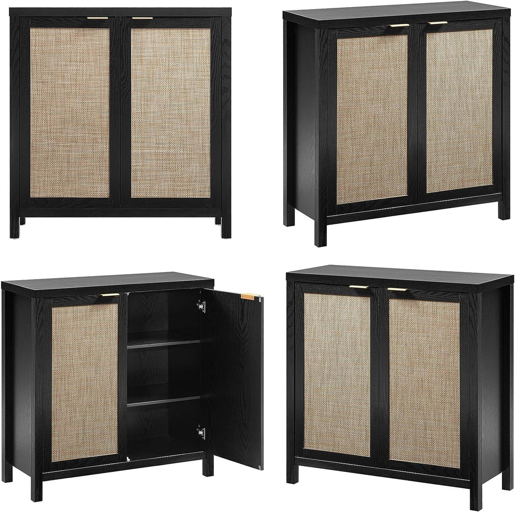 Set of 2 Rattan Cabinet with Doors W58980