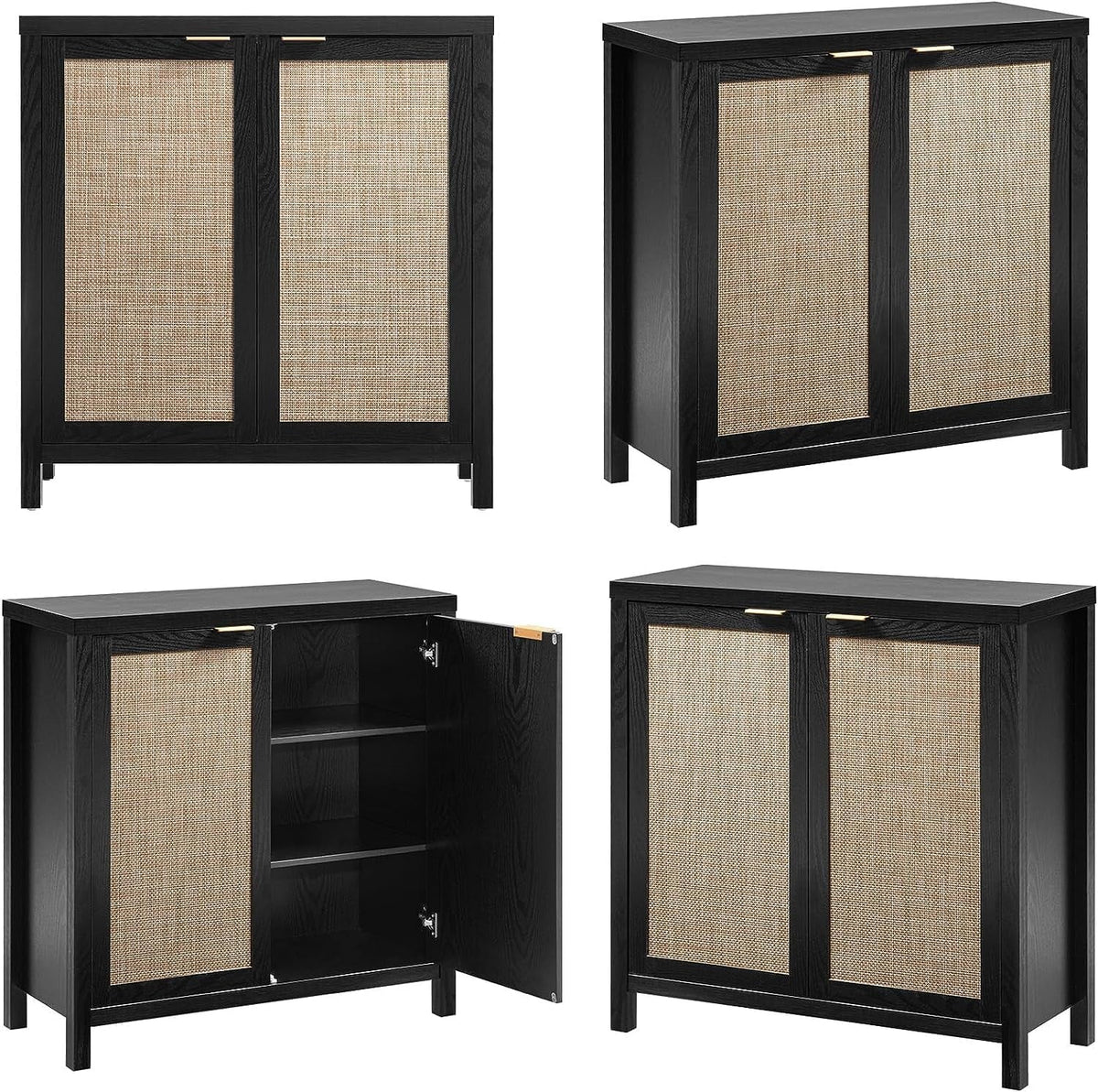 Set of 2 Rattan Cabinet with Doors W58980