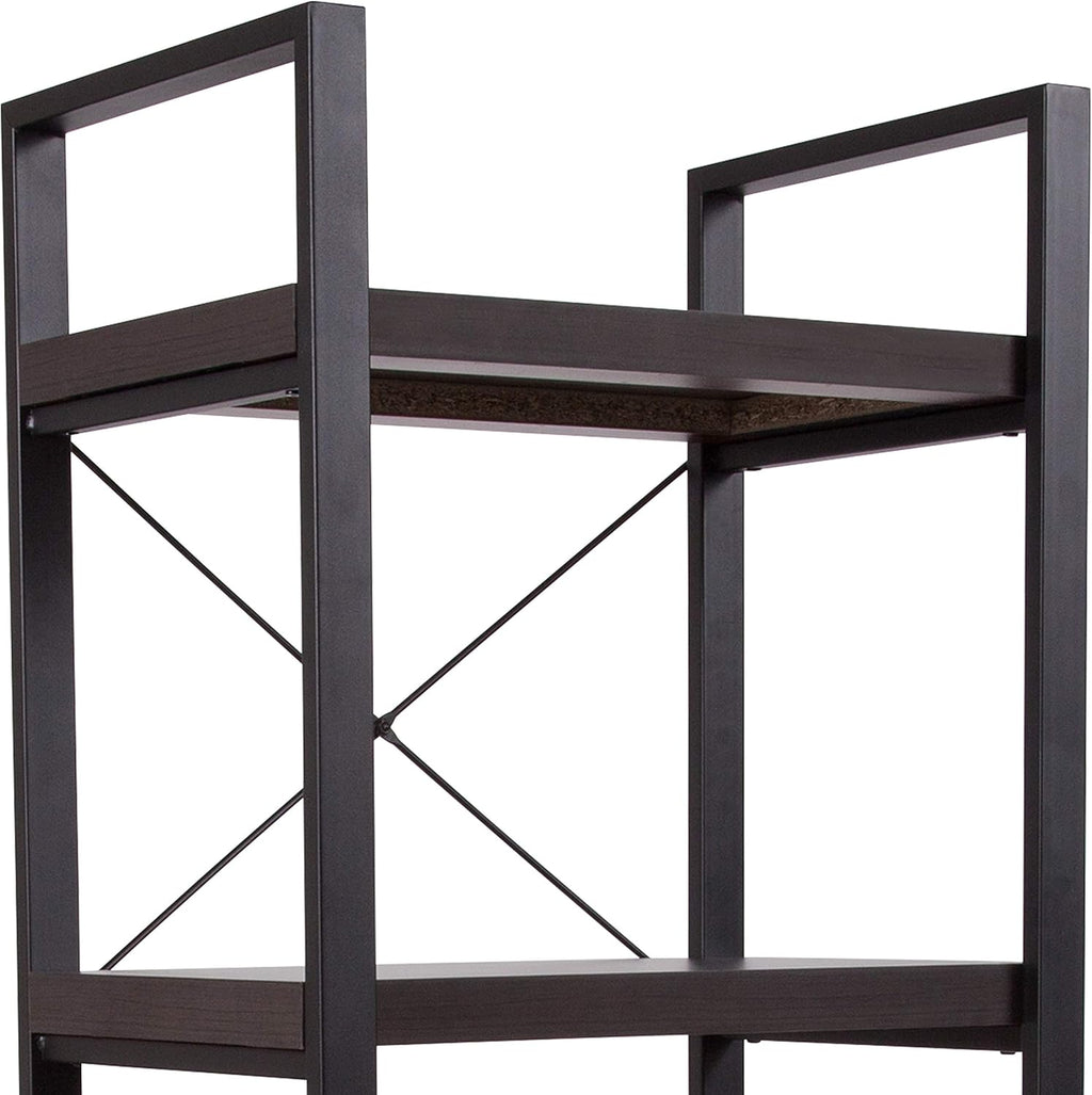 Charcoal Wood Grain 4 Shelf Etagere Bookcase O12690