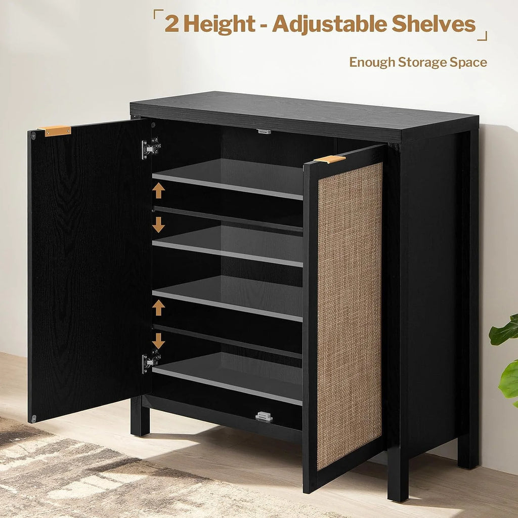 Set of 2 Rattan Cabinet with Doors W58980