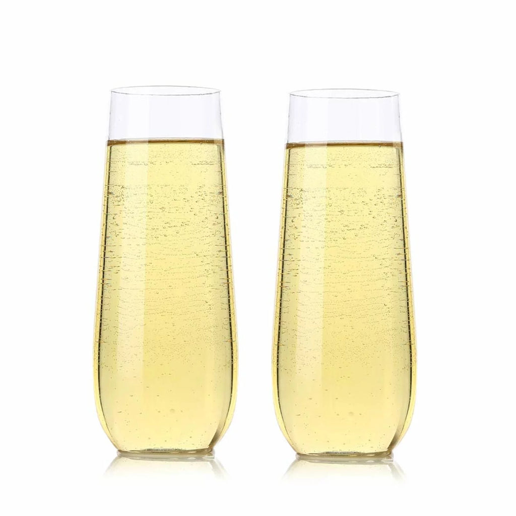 32 Pack 10-ounce Clear Plastic Champagne Flutes W1897