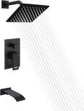 Black Tub and Shower Faucet Set with 8 Inch Rain Shower Head A484485
