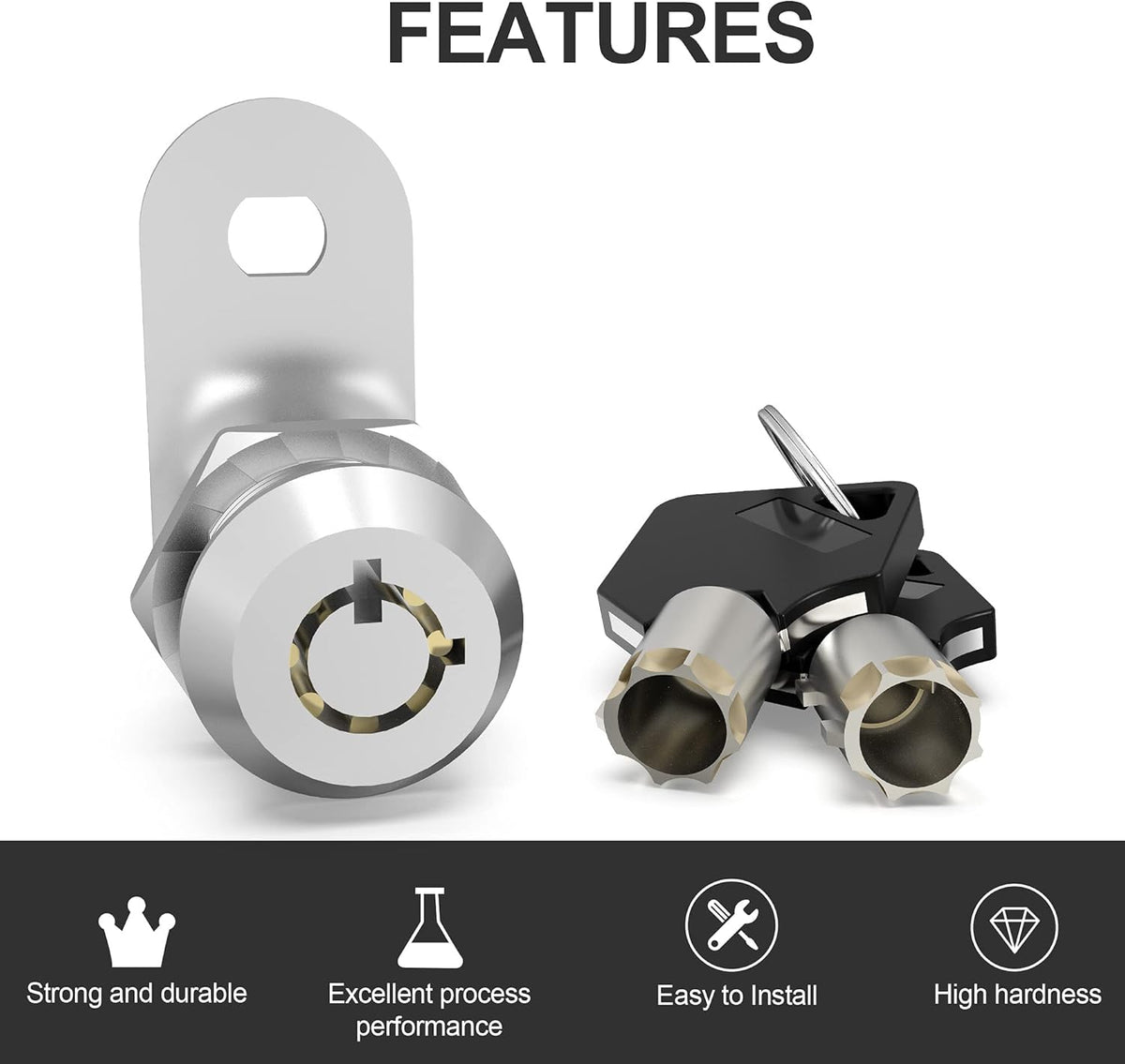 5 Pack Keyed Alike Cabinet Locks with Keys, Zinc Alloy X715
