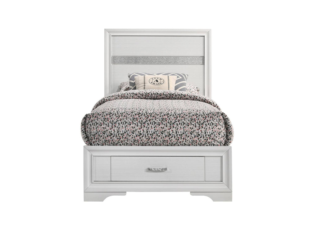 White Twin Storage Bed E800512