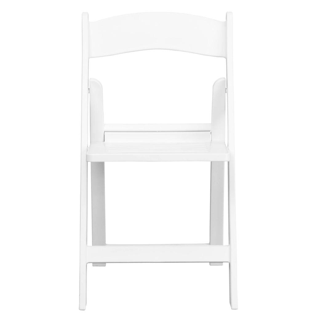 White Resin Folding Chair with Slatted Seat U521290
