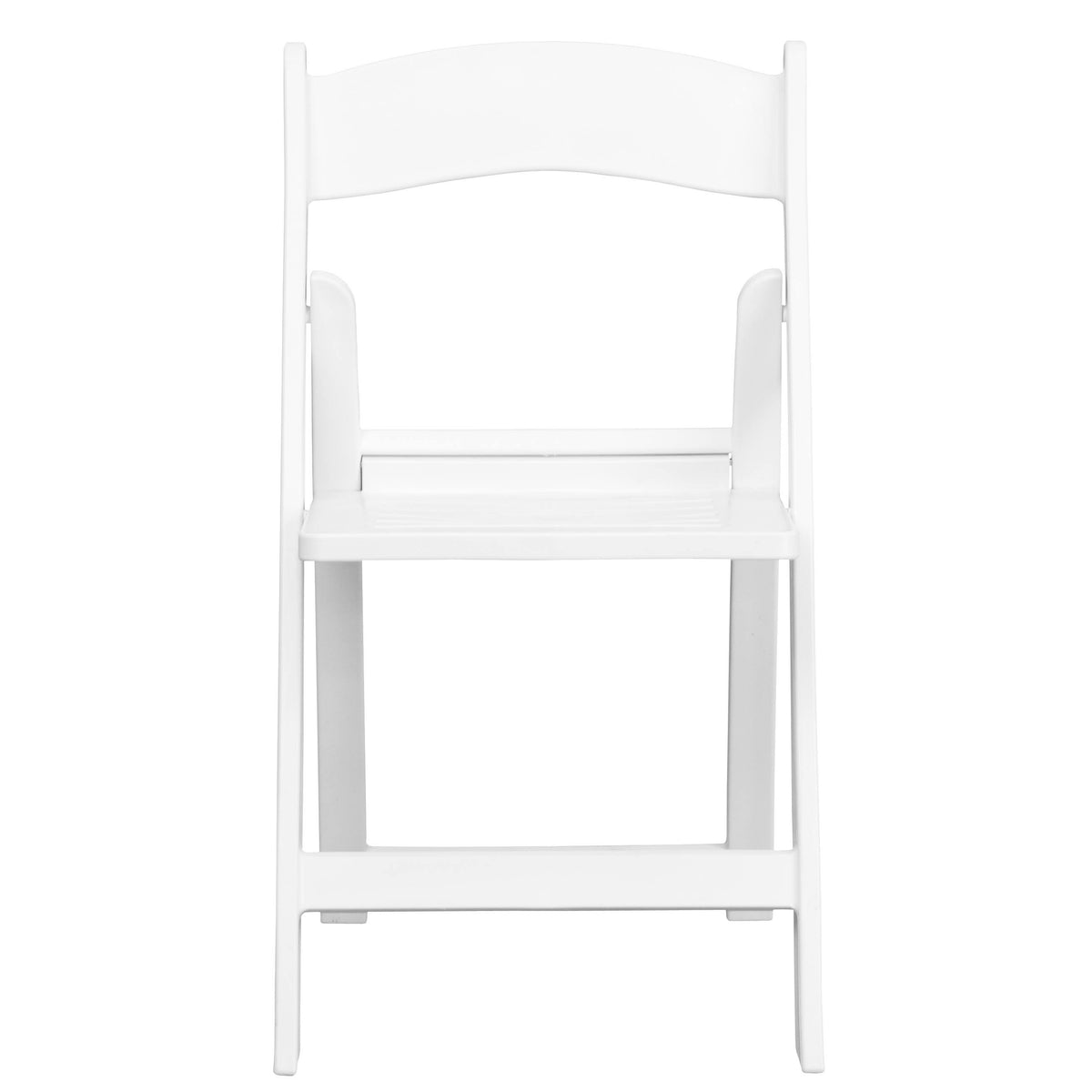 White Resin Folding Chair with Slatted Seat U521290