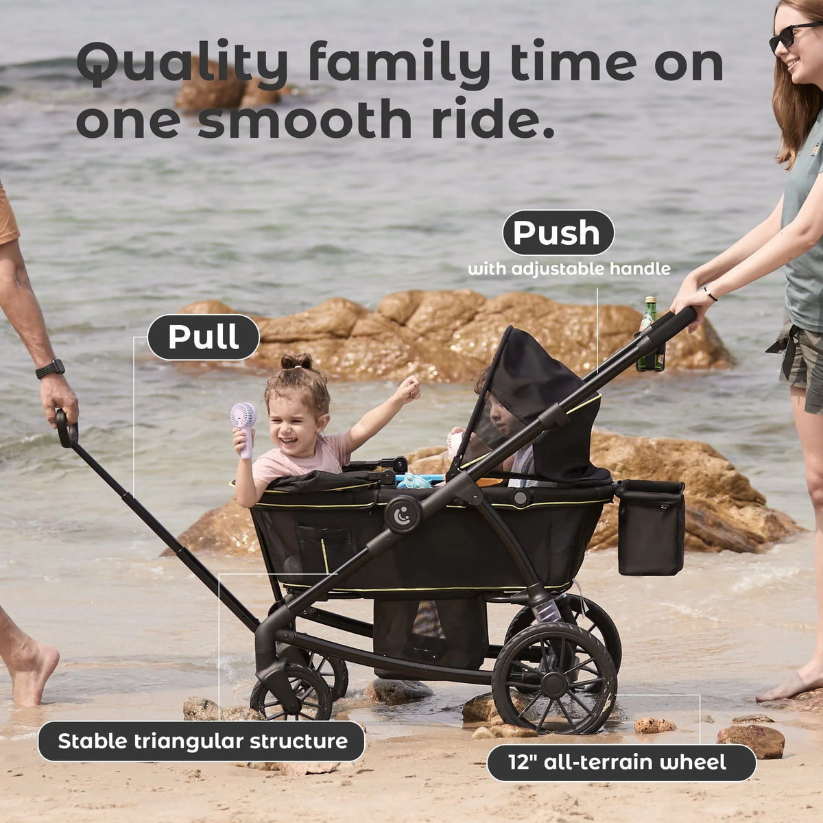 2-Seat Wagon Stroller with Adjustable Canopy M337100