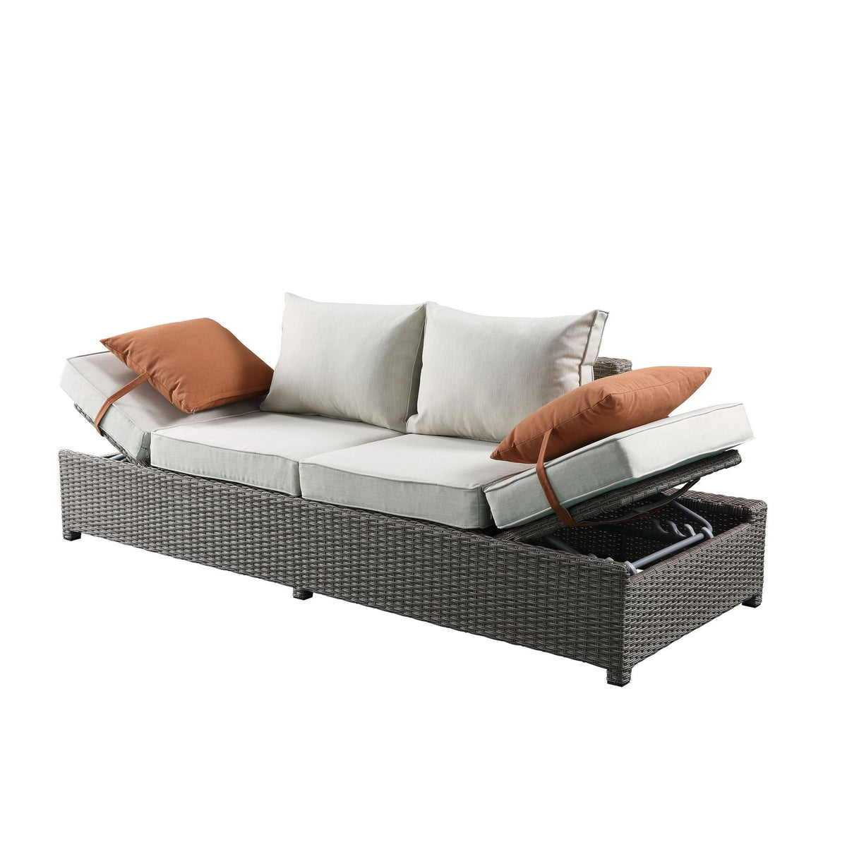 Beige Fabric Patio Sofa & Ottoman with 2 Pillows B703