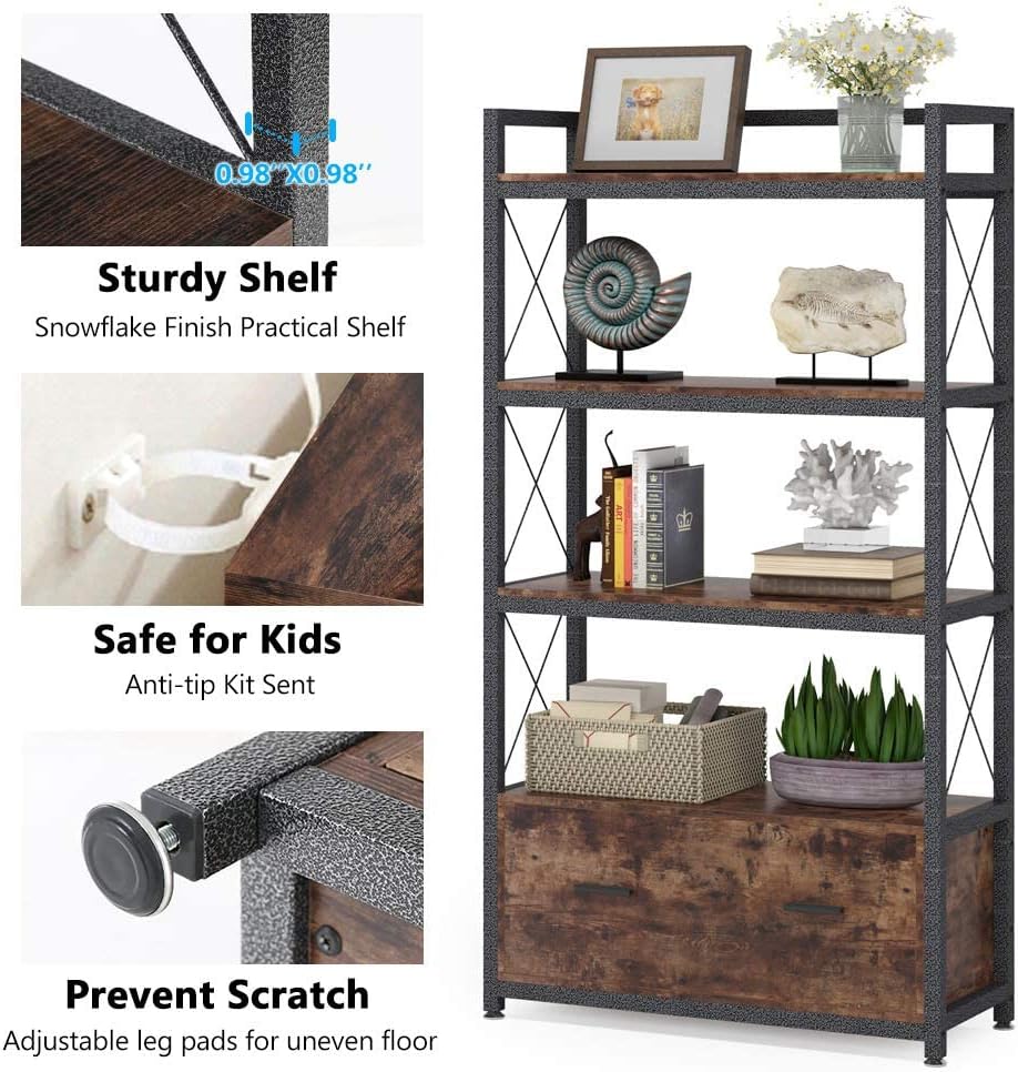 Lateral Filing Cabinet with Open Storage Shelves E31311
