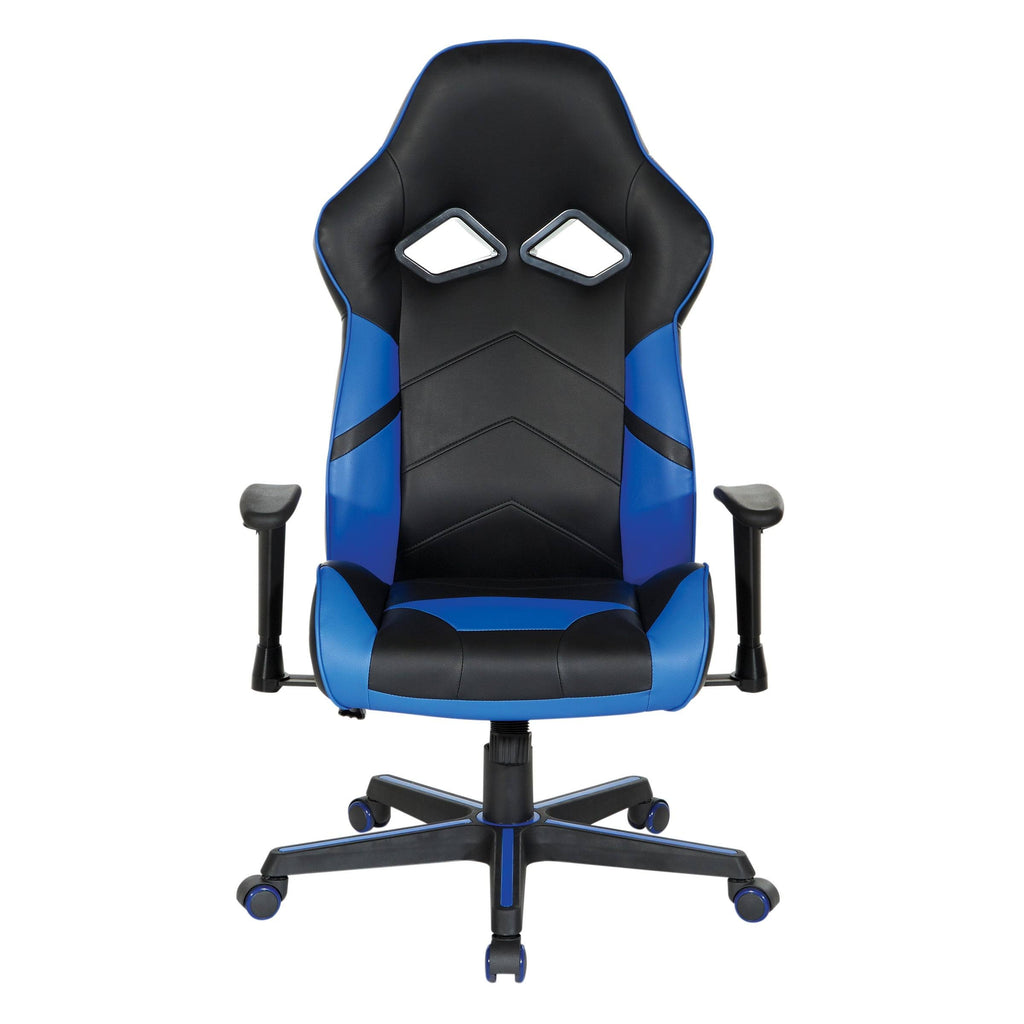 Black Faux Leather Gaming Chair with Blue Accents X577