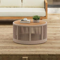 Rattan Outdoor Coffee Table with Acacia Wood Tabletop V1685