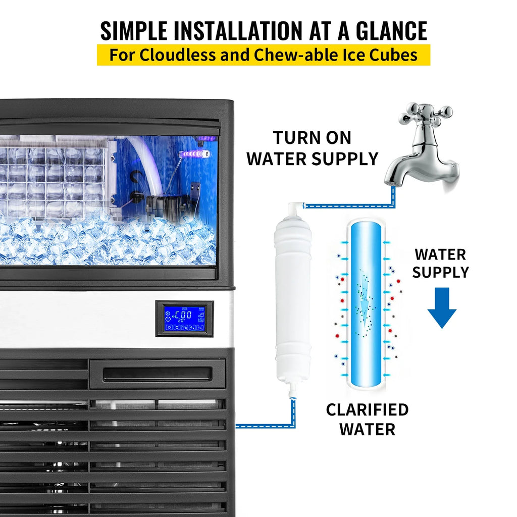 Commercial Ice Maker 155lbs/24h with 44lbs Bin Stainless Steel Z984