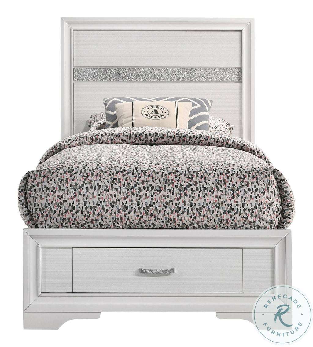 White Twin Storage Bed E800512