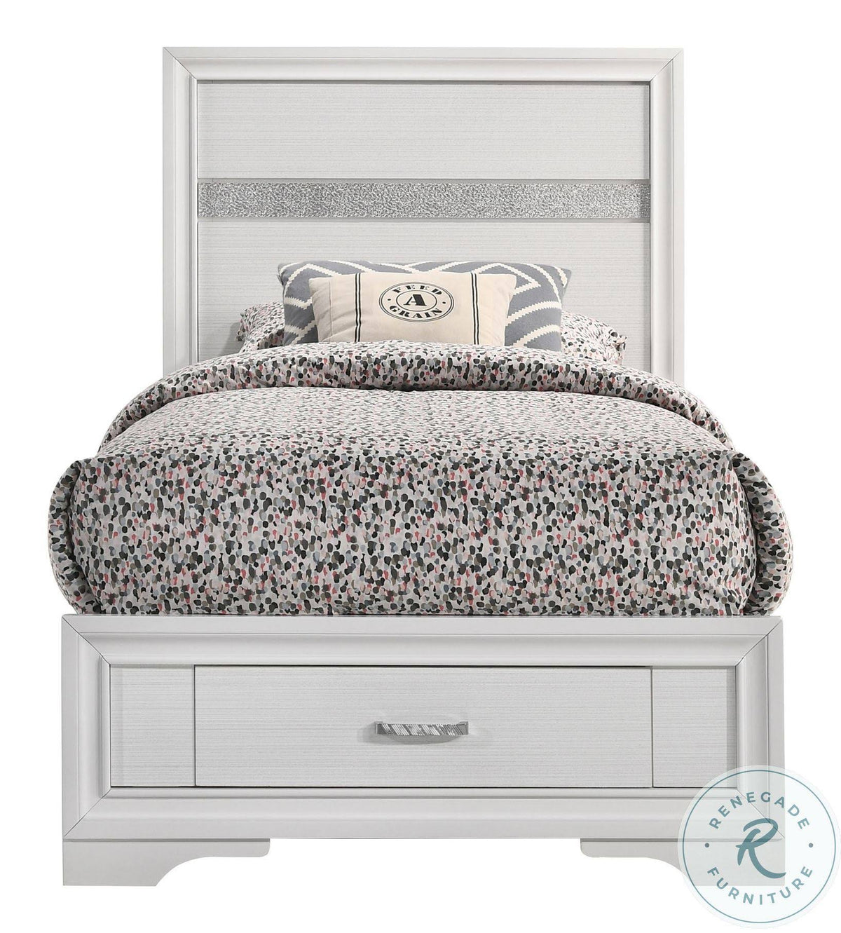 White Twin Storage Bed E800512