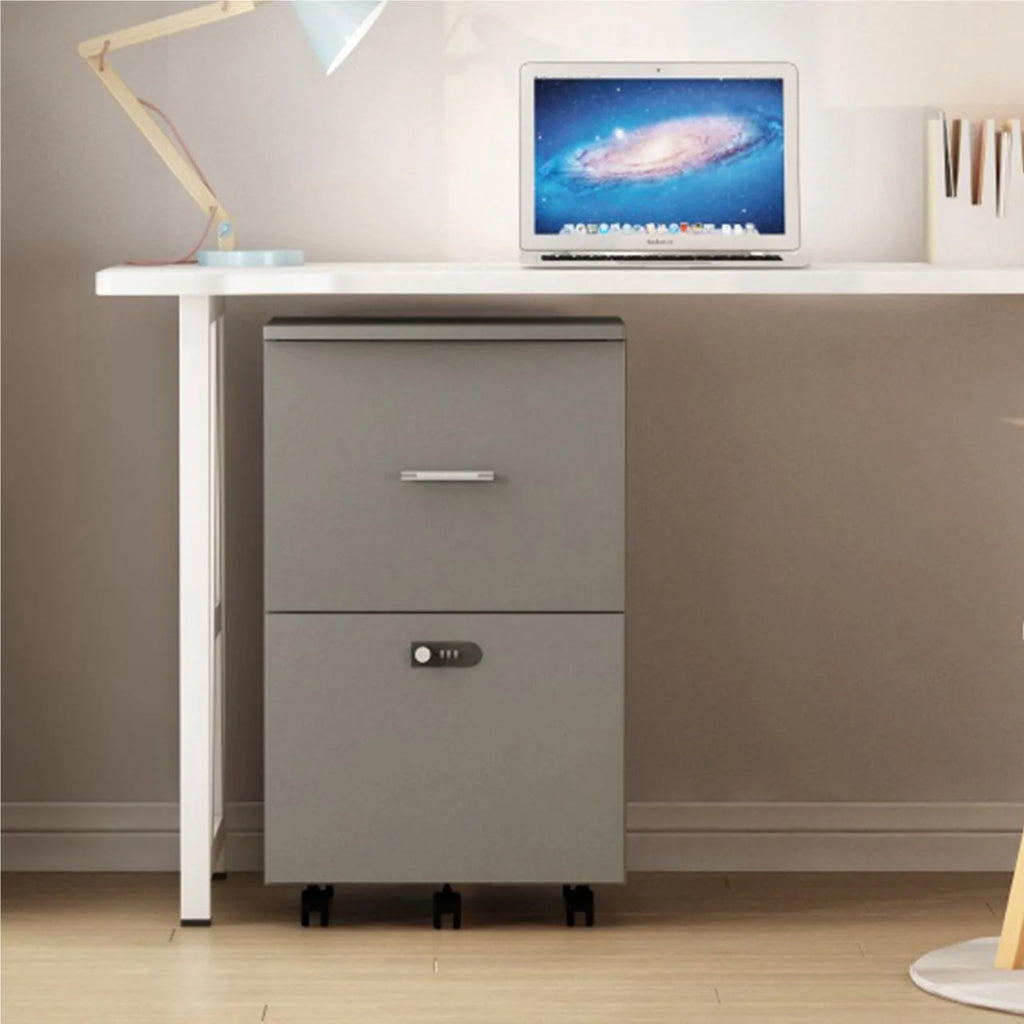 White Gray 2 Drawer Rolling File Cabinet Q3865