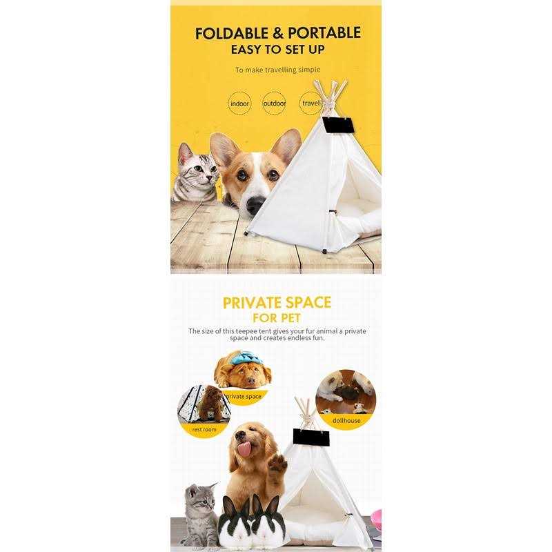 Pet Teepee Dog & Puppy Cat Bed with Thick Cushion D816