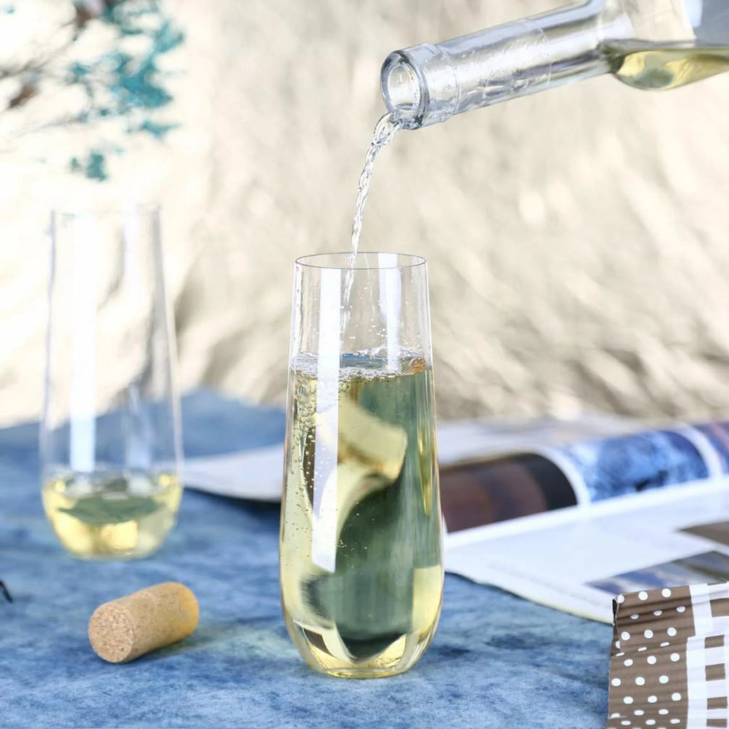32 Pack 10-ounce Clear Plastic Champagne Flutes W1897