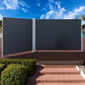Double Side Awning 236''X 63'', Retractable Waterproof UV-Resistant Privacy Screen, Gray P50724
