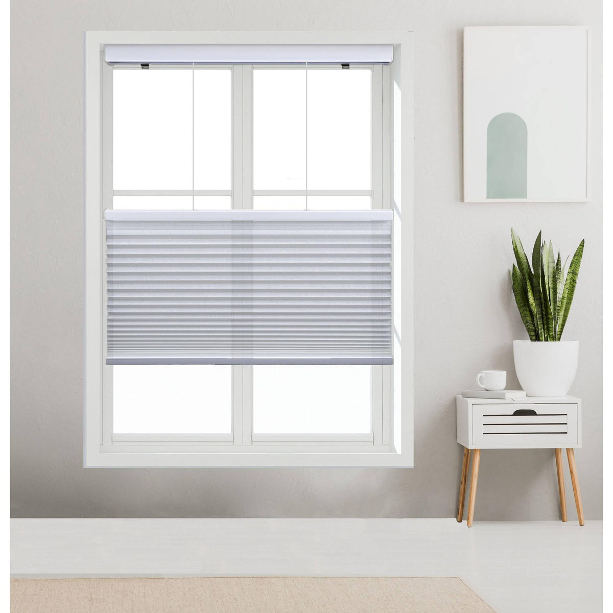 Cordless Top Down Bottom Up Light Filtering Cellular Shade 70 W x 48 H, White Z80211