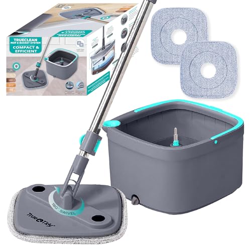Square Spin Mop & Bucket System with 2 Microfiber Mop Pads X636