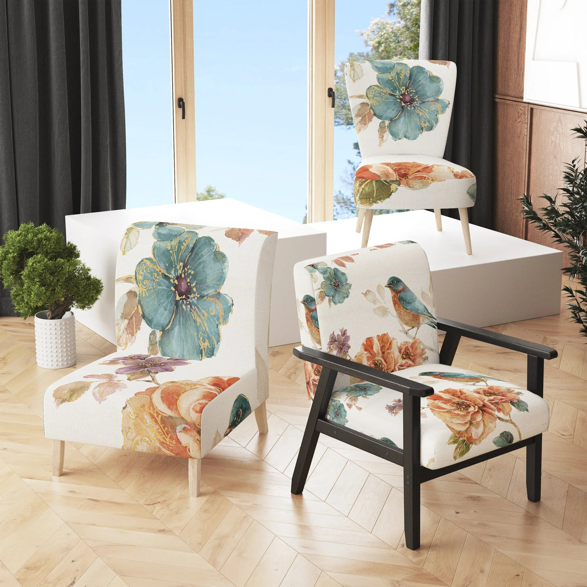 Upholstered Traditional Accent Chair I627