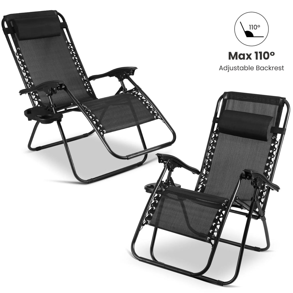 Set of 2 Black Zero Gravity Chair W55942