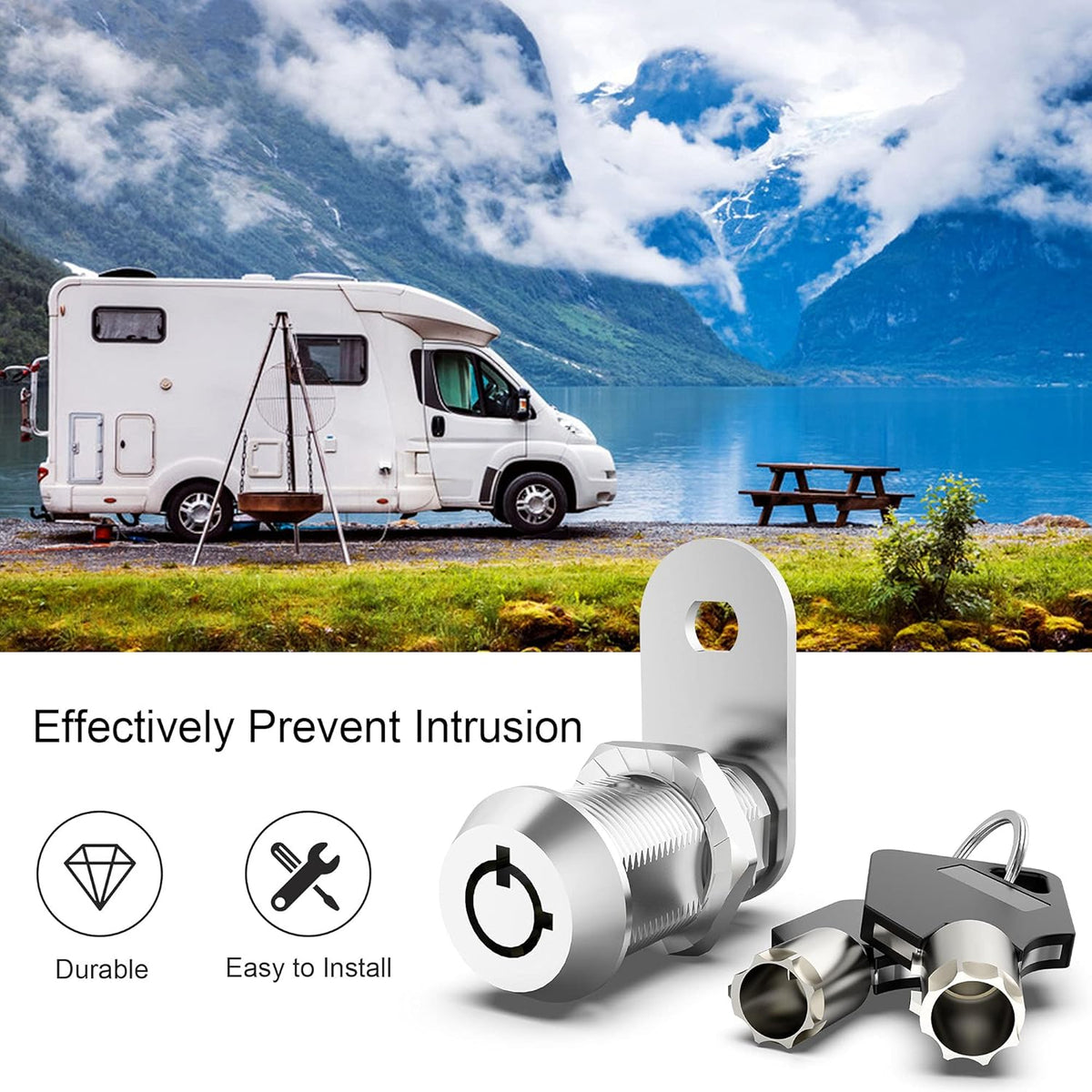 5 Pack Keyed Alike Cabinet Locks with Keys, Zinc Alloy X715