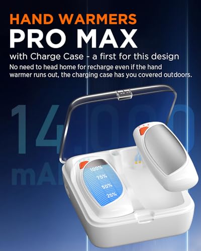 Rechargeable Hand Warmers with Charge Case, 2 Packs 14,000mAh V9097