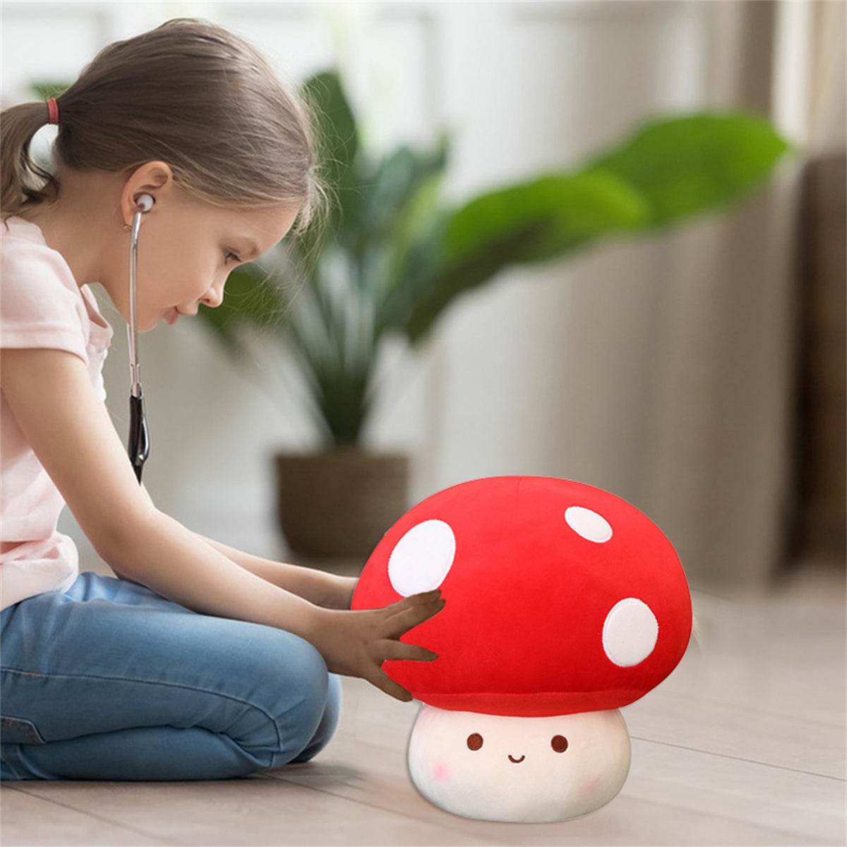 Mushroom Shaped Plush Toy Reversible Stuffed Doll O8746