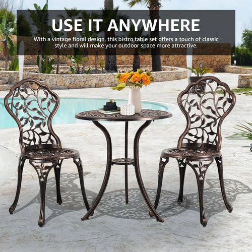 3-Piece Cast Aluminum Bistro Set with Umbrella Hole A848094