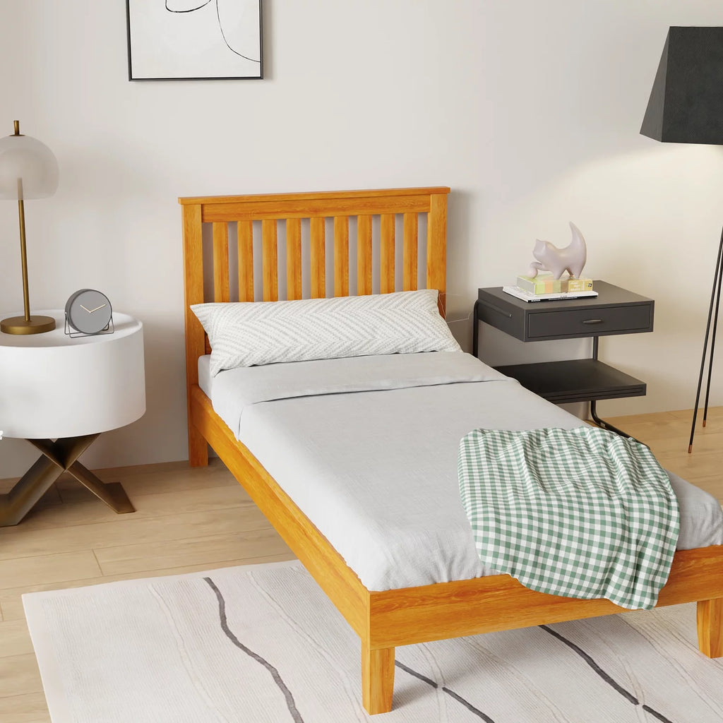Wood Platform Bed Frame with Headboard Twin C37158